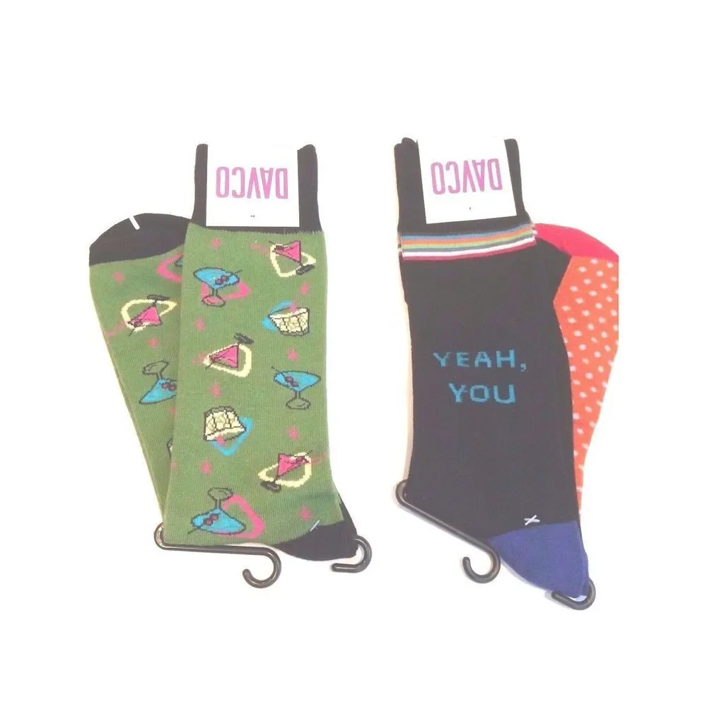 new Men's DAVCO dress SOCKS lot of 2 pair men's Martini Hey You, Yeah You
